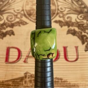 Vintage Green Marbled Statement Ring – Size 6